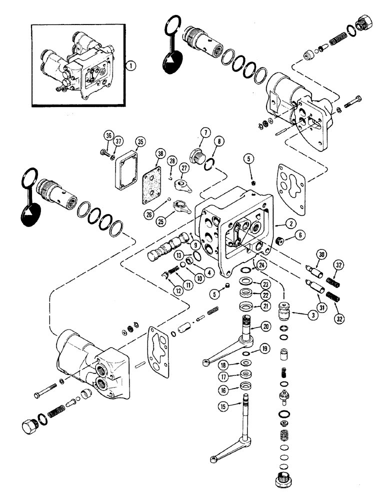 Схема запчастей Case IH 2470 - (358) - A141379 REMOTE HYDRAULIC VALVE, WITH RELIEF VALVE & COUPLERS P.I.N. 8763920 THROUGH 8786557 (08) - HYDRAULICS