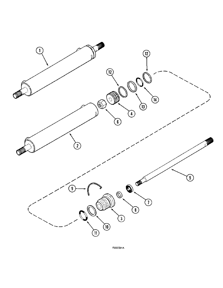 Схема запчастей Case IH 1680 - (5-10) - STEERING CYLINDER, TWO WHEEL DRIVE AND POWER GUIDE AXLE PRIOR TO P.I.N. JJC0044001 (04) - STEERING