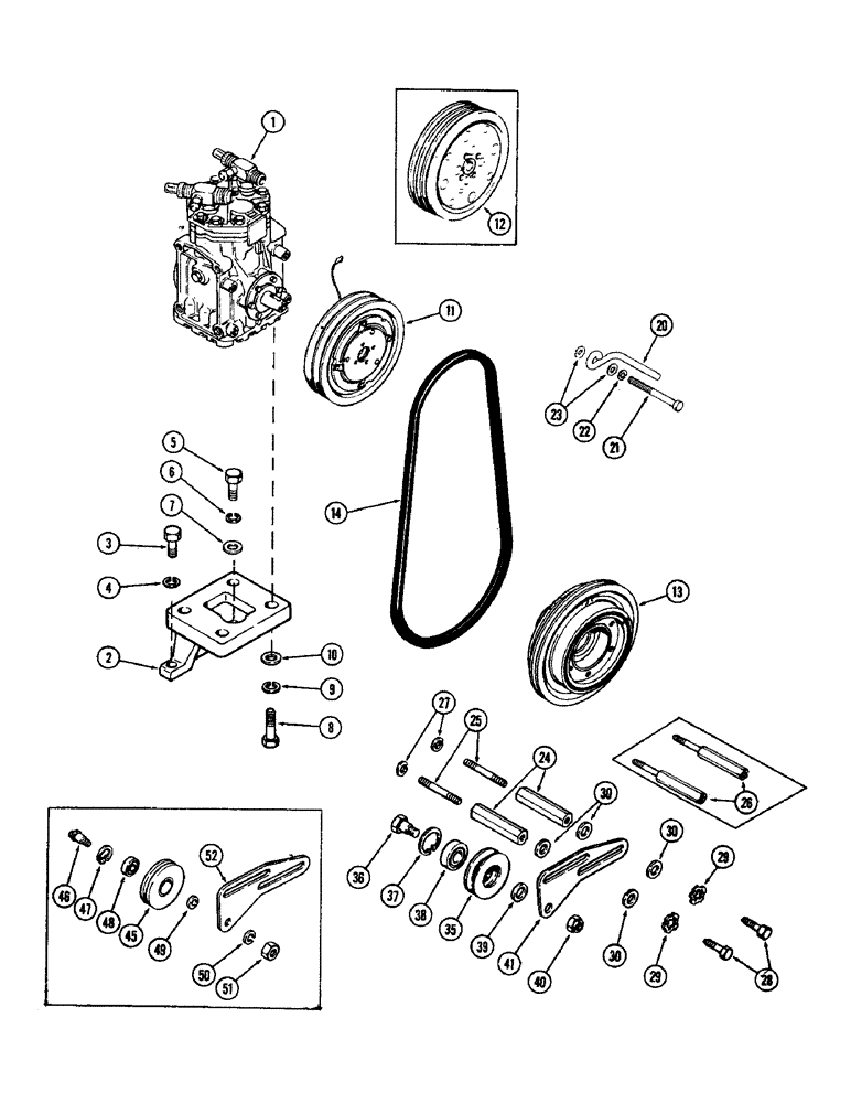 Схема запчастей Case IH 1370 - (324) - AIR CONDITIONER, COMPRESSOR MOUNTING AND DRIVE (09) - CHASSIS/ATTACHMENTS