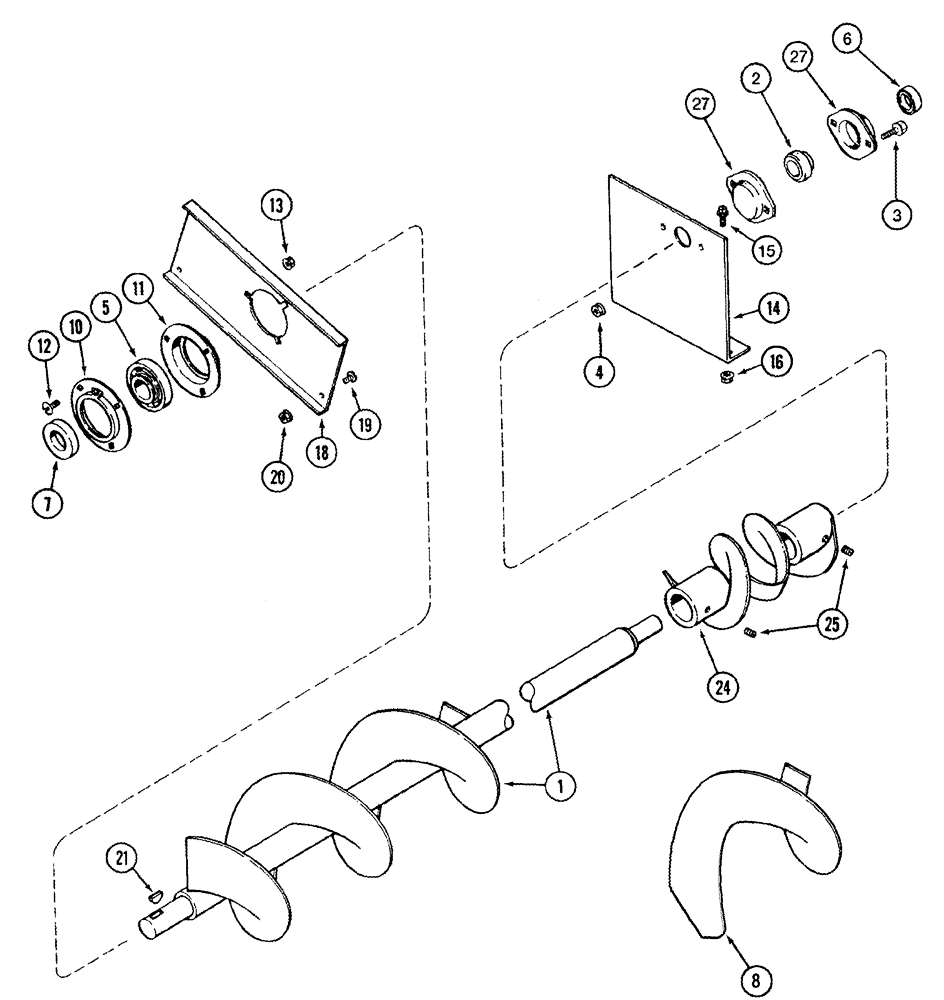 Схема запчастей Case IH 2344 - (09D-01) - AUGER ASSEMBLY - HORIZONTAL GRAIN DELIVERY AND DISTRIBUTOR - BSN JJC0174359 (16) - GRAIN ELEVATORS & AUGERS