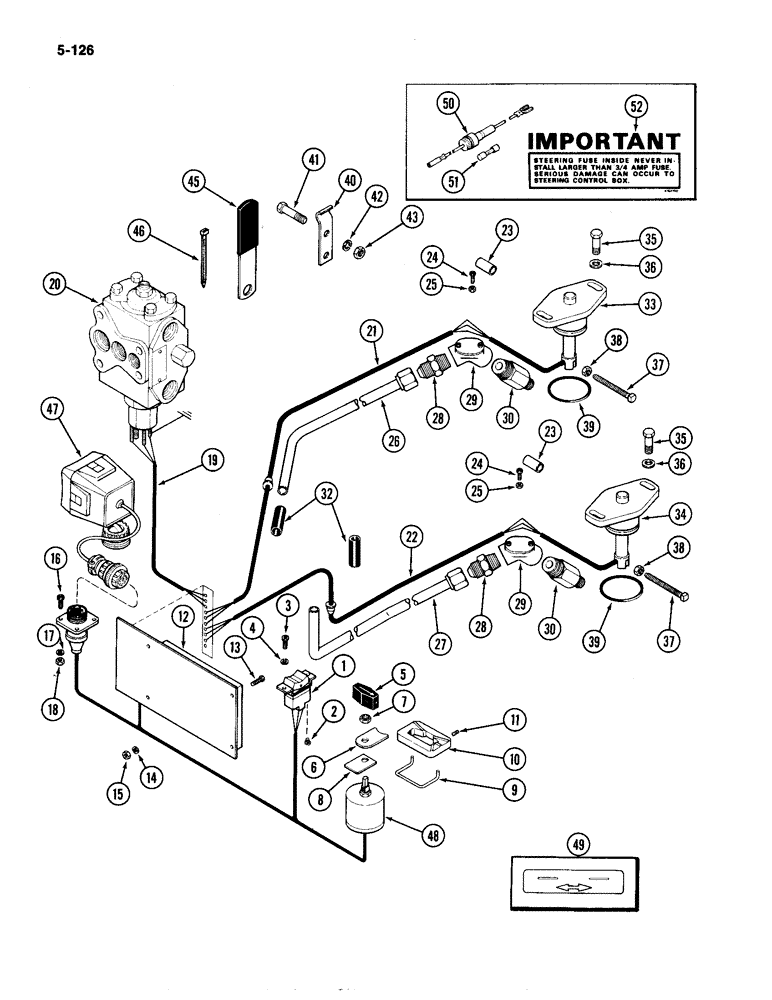 Схема запчастей Case IH 4490 - (5-126) - REAR STEERING ELECTRIC CONTROLS (05) - STEERING