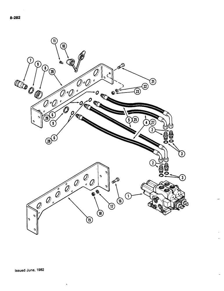 Схема запчастей Case IH 4490 - (8-282) - REMOTE HYDRAULIC HOSES AND COUPLINGS, TWO CIRCUIT SYSTEM (08) - HYDRAULICS