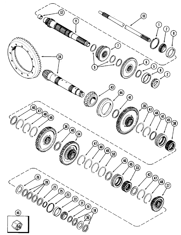 Схема запчастей Case IH 2394 - (6-048) - TRANSMISSION, PLANETARY OUTPUT, PRIOR TO TRANSMISSION SERIAL NO. 16260432 (06) - POWER TRAIN