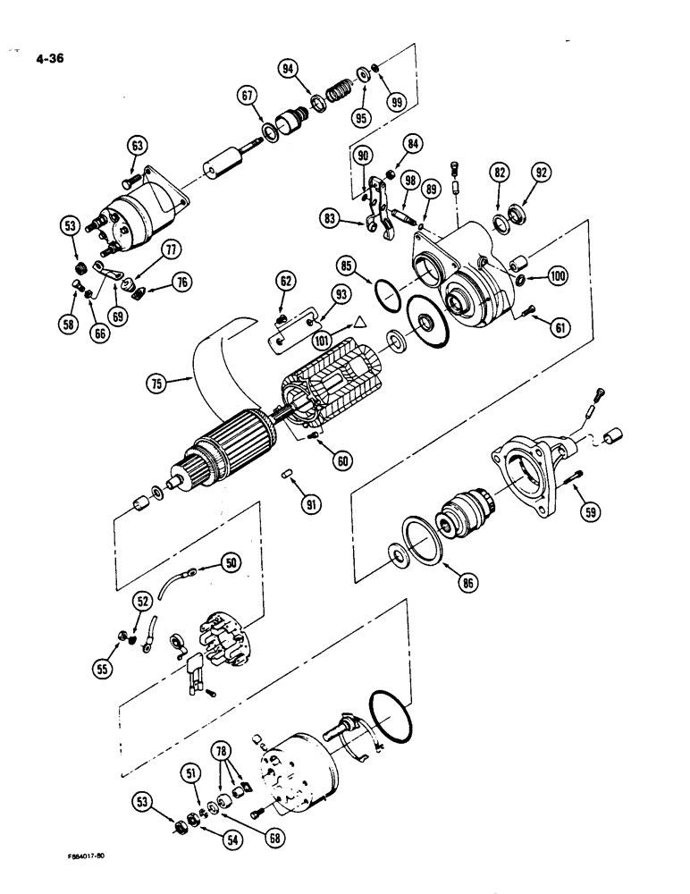 Схема запчастей Case IH 9170 - (4-36) - STARTER ASSEMBLY (CONTD) (04) - ELECTRICAL SYSTEMS