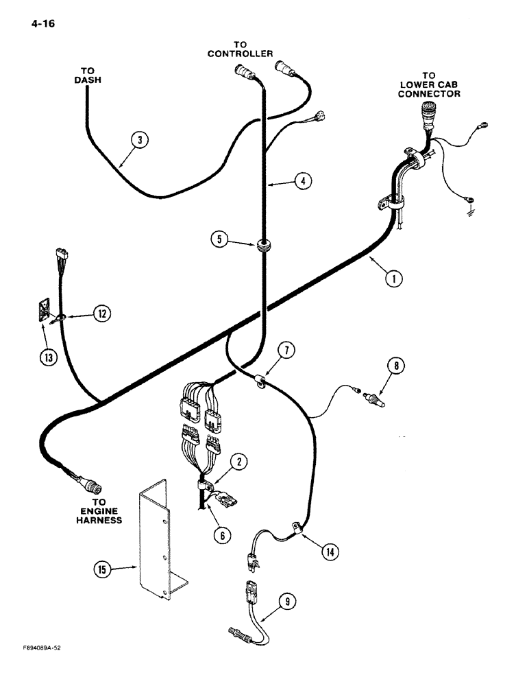 Схема запчастей Case IH 9280 - (4-16) - TRANSMISSION HARNESS (04) - ELECTRICAL SYSTEMS