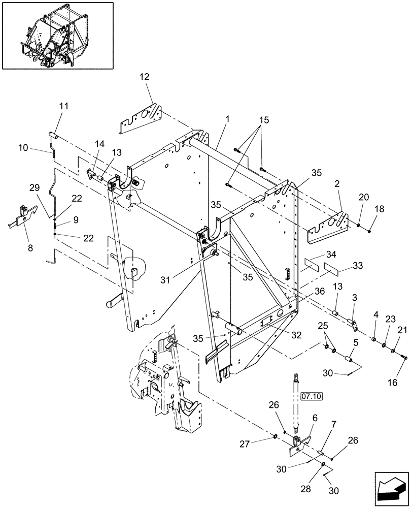 Схема запчастей Case IH RBX453 - (14.40) - TAILGATE & TAILGATE LATCH (14) - BALE CHAMBER