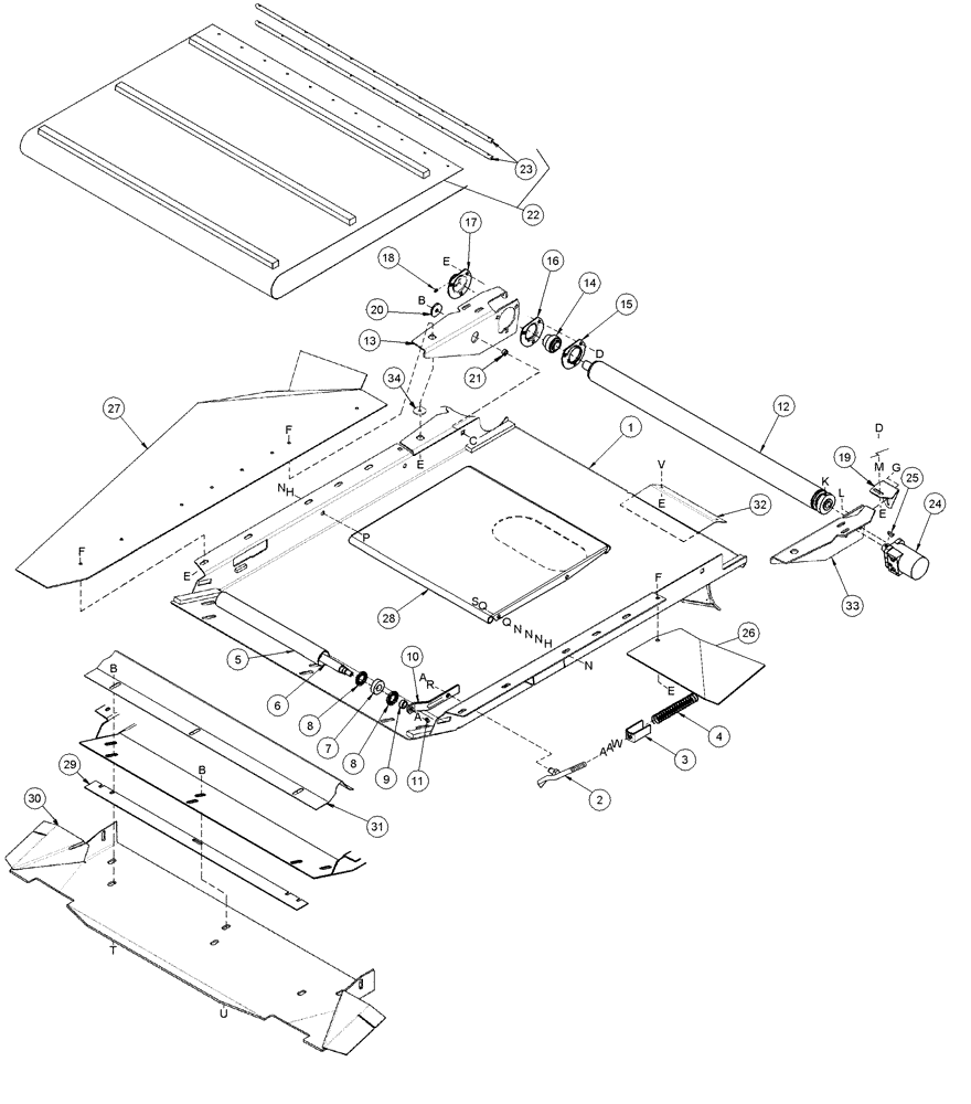 Схема запчастей Case IH 2062 - (09-42) - COMBINE ADAPTER FEED DRAPER (03) - CHASSIS/MOUNTED EQUIPMENT