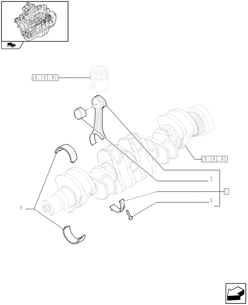 Схема запчастей Case IH F4GE9684R J603 - (10.105.02) - CONNECTING ROD (2856316) 