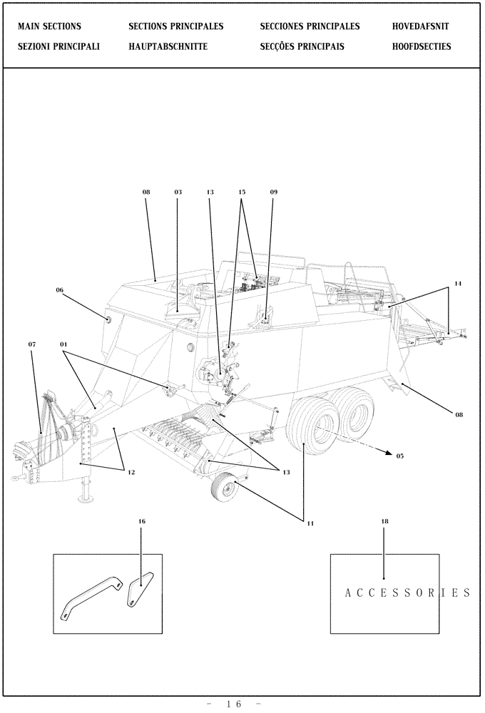 Схема запчастей Case IH LBX432R - (0.0016[01]) - PICTORIAL OVERVIEW 1/1 - COMPLETE UNIT (00) - GENERAL