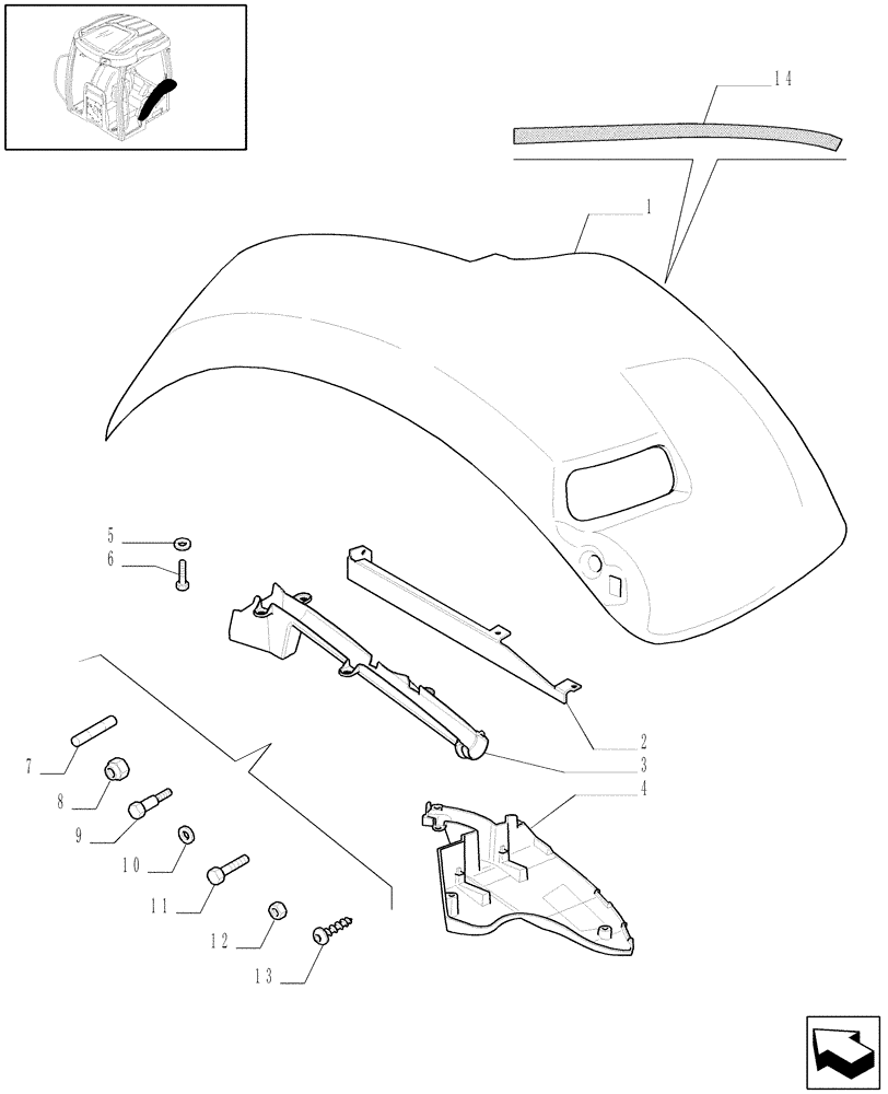 Схема запчастей Case IH MAXXUM 115 - (1.92.5/02[01]) - WIDE REAR FENDERS - FENDERS AND SUPPORTS - C6722 (VAR.330518-331518-332518-333518-330519-331519-332519-333519) (10) - OPERATORS PLATFORM/CAB