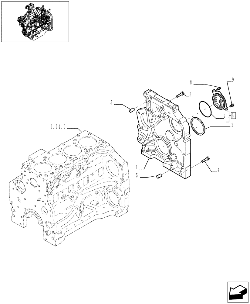 Схема запчастей Case IH JX1085C - (0.04.3/01) - CRANKCASE COVERS (NA) (01) - ENGINE