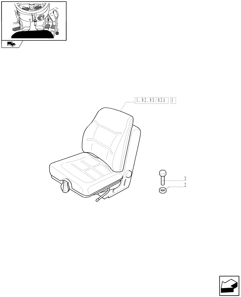 Схема запчастей Case IH FARMALL 75C - (1.92.85/02) - VINYL SEAT WITH SAFETY SWITCH - L/CAB (VAR.330156) (10) - OPERATORS PLATFORM/CAB