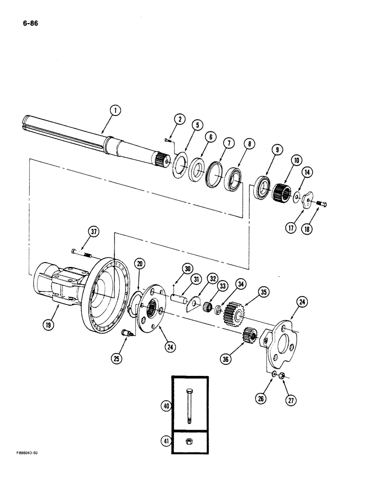 Схема запчастей Case IH STEIGER - (6-086) - AXLE ASSEMBLY, AXLE SHAFT AND HOUSING, K592 BAR AXLE (06) - POWER TRAIN