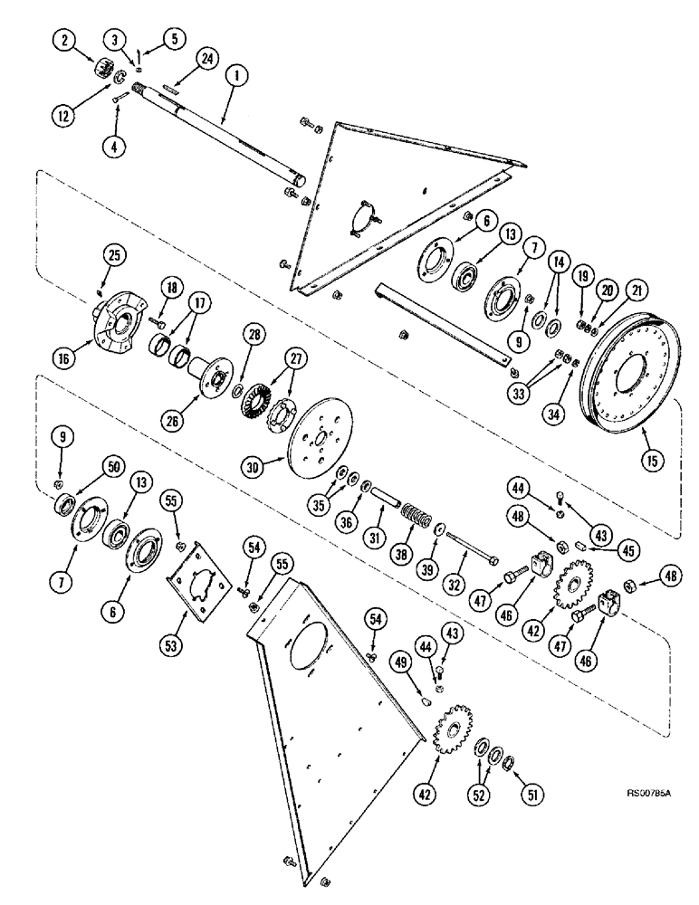 Схема запчастей Case IH 1680 - (9D-24) - ELEVATOR DRIVE JACKSHAFT (16) - GRAIN ELEVATORS & AUGERS