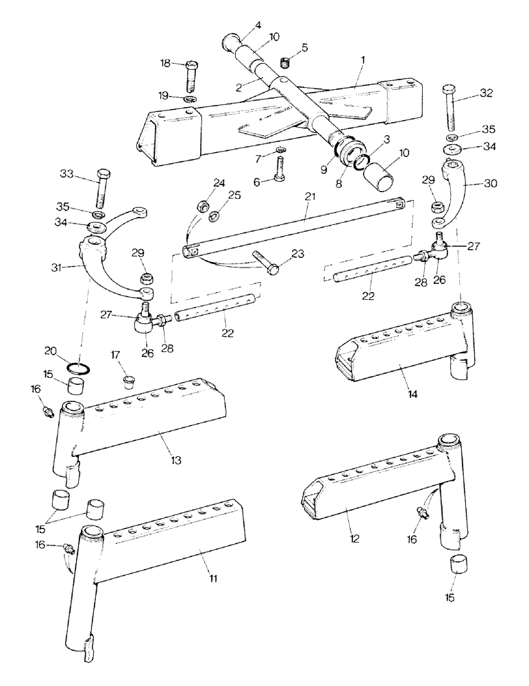 Схема запчастей Case IH 1290 - (G-02) - FRONT AXLE BEAM, TWO WHEEL DRIVE TRACTOR (04) - FRONT AXLE