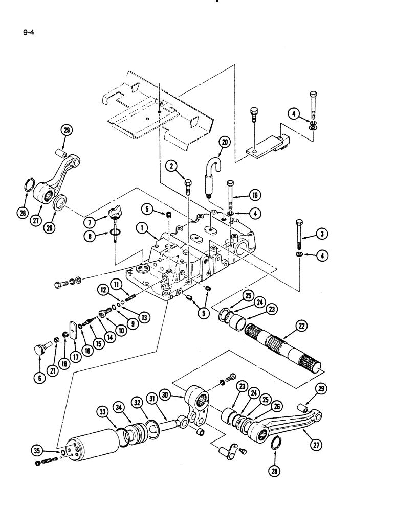 Схема запчастей Case IH 275 - (9-04) - HITCH SYSTEM, HOUSING, ROCKSHAFT, LIFT ARMS AND PISTON (09) - CHASSIS/ATTACHMENTS