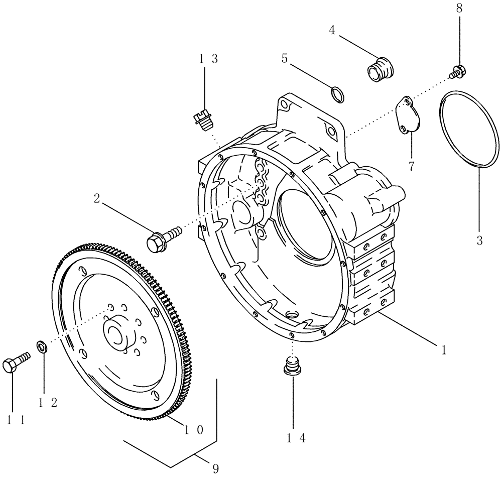 Схема запчастей Case IH PX215 - (02-23) - FLYWHEEL AND HOUSING (02) - ENGINE