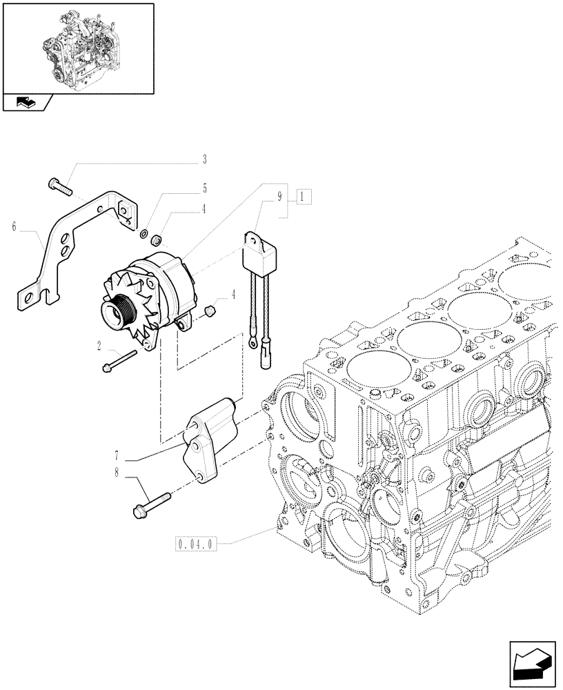 Схема запчастей Case IH FARMALL 65C - (0.40.0) - ALTERNATOR (01) - ENGINE