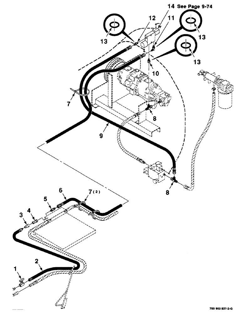 Схема запчастей Case IH 8820 - (9-072) - HYDRAULIC ASSEMBLY, REEL LIFT, TRACTOR (35) - HYDRAULIC SYSTEMS