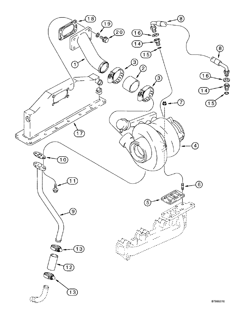 Схема запчастей Case IH 4391TA - (2-38) - TURBOCHARGER SYSTEM, 4TA-390 EMISSIONS CERTIFIED ENGINE (02) - ENGINE