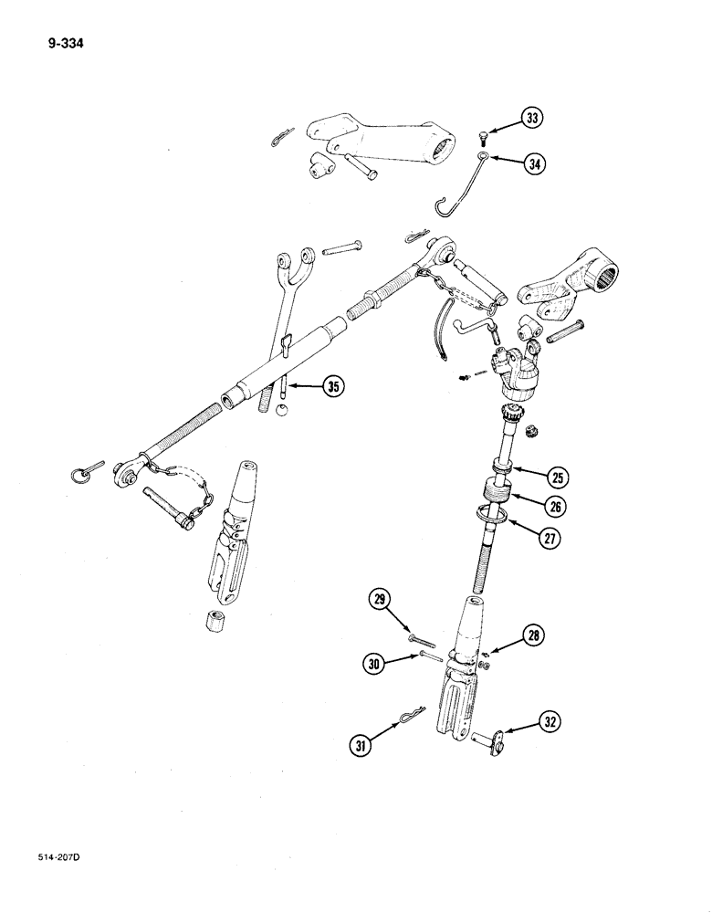 Схема запчастей Case IH 385 - (9-334) - THREE POINT HITCH (CONTD) (09) - CHASSIS/ATTACHMENTS