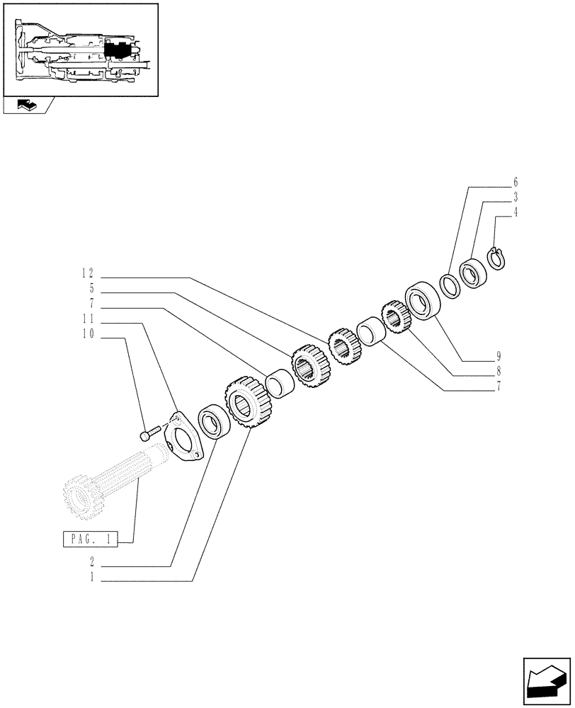 Схема запчастей Case IH FARMALL 90 - (1.28.1/02[03]) - 12X12 (40KM/H) TRANSMISSION W/INSIDE AXLE FRONT BRAKE AND LIMITED SLIP-SHAFTS AND GEARS (STD, 743552-331321-743905) (03) - TRANSMISSION