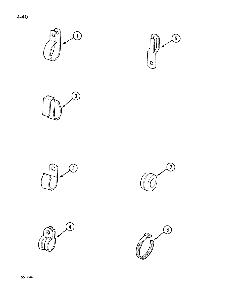 Схема запчастей Case IH 395 - (4-040) - CABLE CLIPS, STRAPS AND GROMMETS (04) - ELECTRICAL SYSTEMS