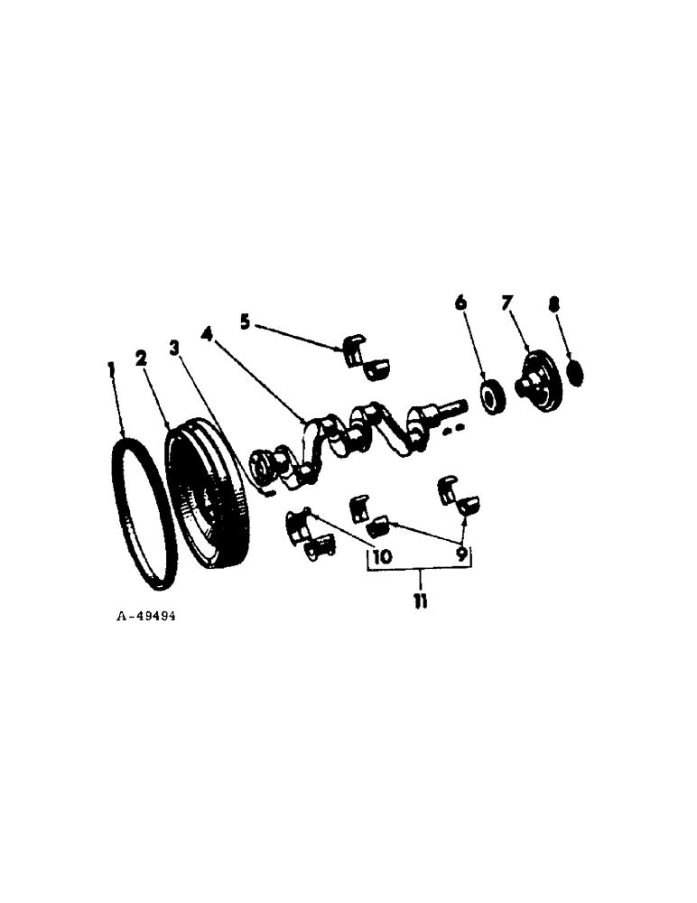 Схема запчастей Case IH 201 - (A-010) - CRANKSHAFT AND CRANKSHAFT BEARINGS (10) - ENGINE