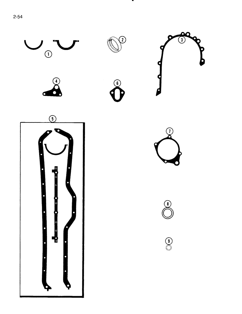 Схема запчастей Case IH 5000 - (2-54) - GASKET KIT, C-258 GAS ENGINE P.I.N. 6005 AND AFTER, CYLINDER BLOCK (02) - ENGINE