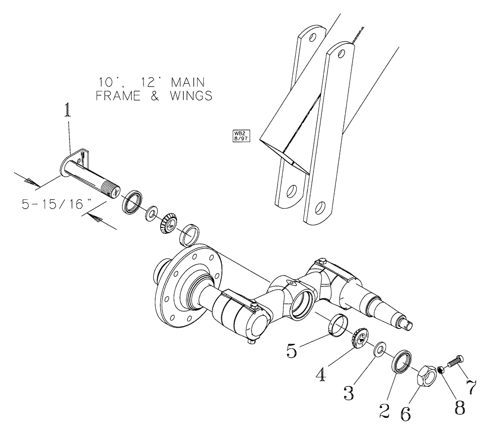 Схема запчастей Case IH TIGER-MATE - (75.200.03) - 10 AND 12 SINGLE FOLD MAIN FRAME WALKING BEAM SERVICE PART KIT (75) - SOIL PREPARATION