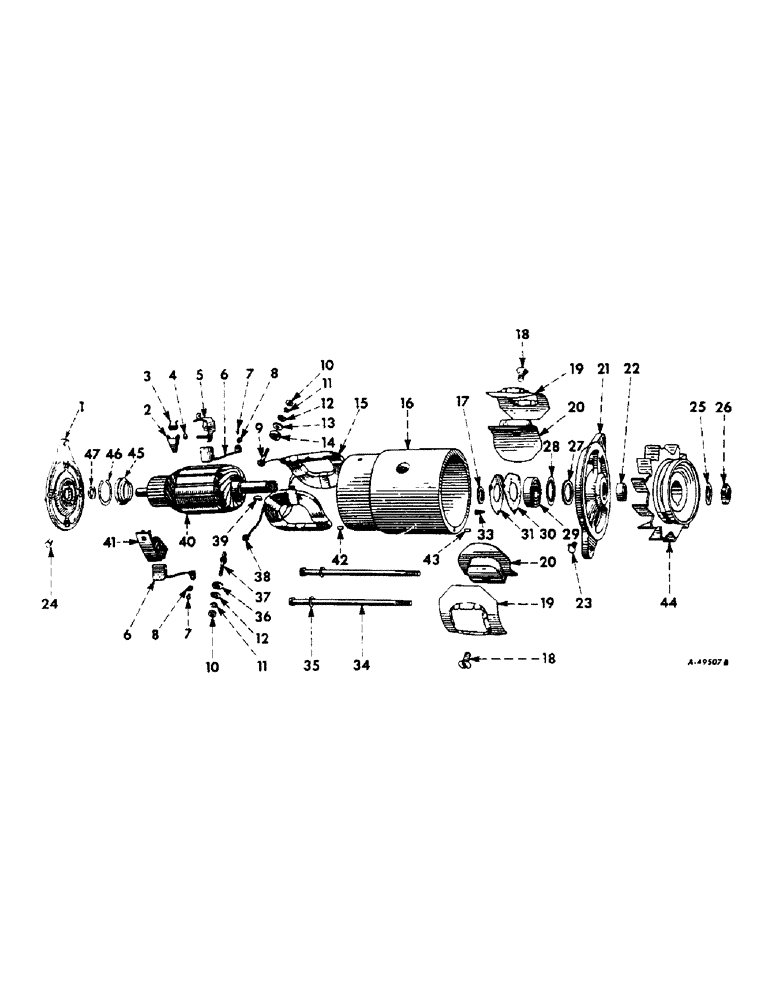 Схема запчастей Case IH 414 - (314) - ELECTRICAL SYSTEM, GENERATOR, 20 AMPERE, DELCO-REMY, 414, CH813F TO CH1119F, 420, CH1372F TO CH2059F (55) - ELECTRICAL SYSTEMS