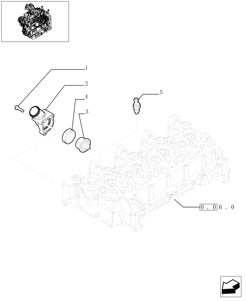 Схема запчастей Case IH JX1090U - (0.32.6) - THERMOSTAT - ENGINE COOLING SYSTEM (01) - ENGINE