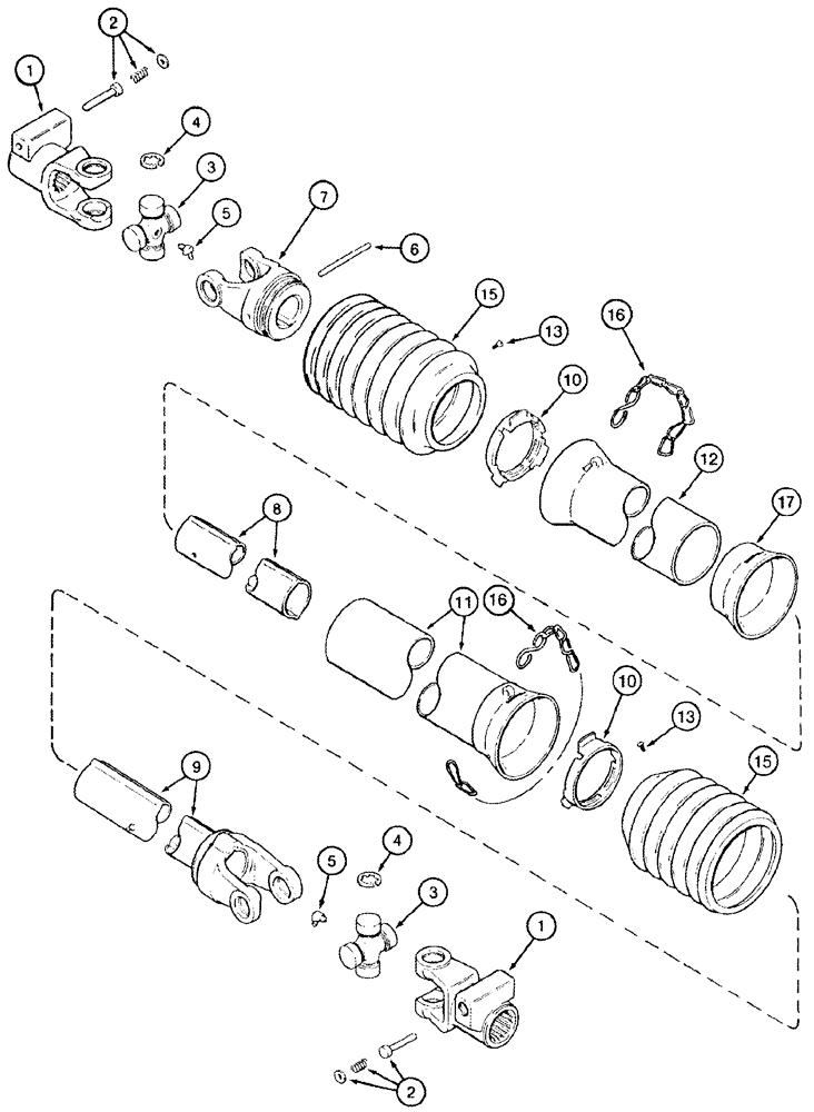 Схема запчастей Case IH 2555 - (09A-15) - DRIVE SHAFT - CROSS DRUM - 4 AND 5 ROW NARROW (13) - PICKING SYSTEM