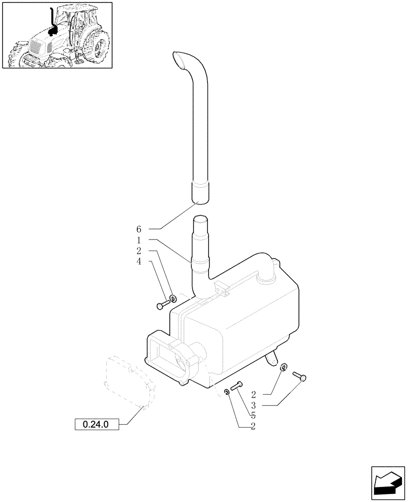 Схема запчастей Case IH JX1100U - (1.15.1[06]) - SILENCER (MUFFLER) - L/CAB - EXTENSION, GUARDS (02) - ENGINE EQUIPMENT