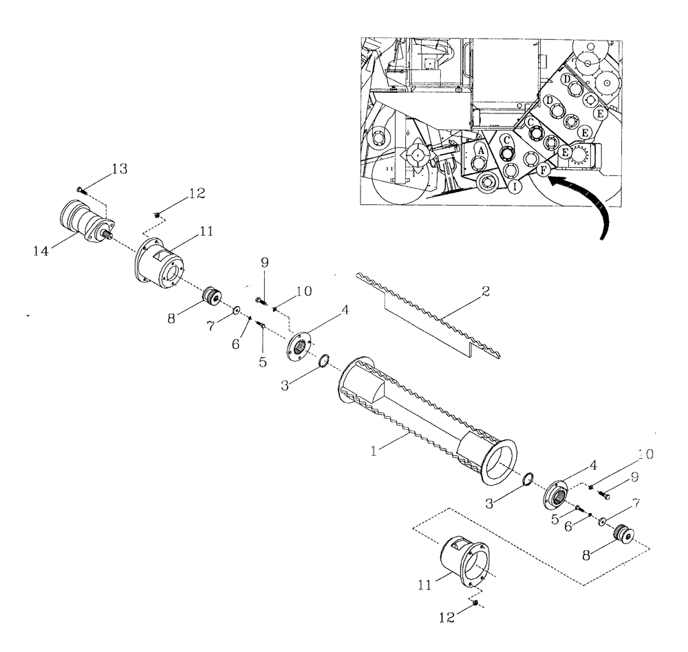 Схема запчастей Case IH 7700 - (A05[05]) - BOTTOM ROLLER {LOWER, F} Mainframe & Functioning Components