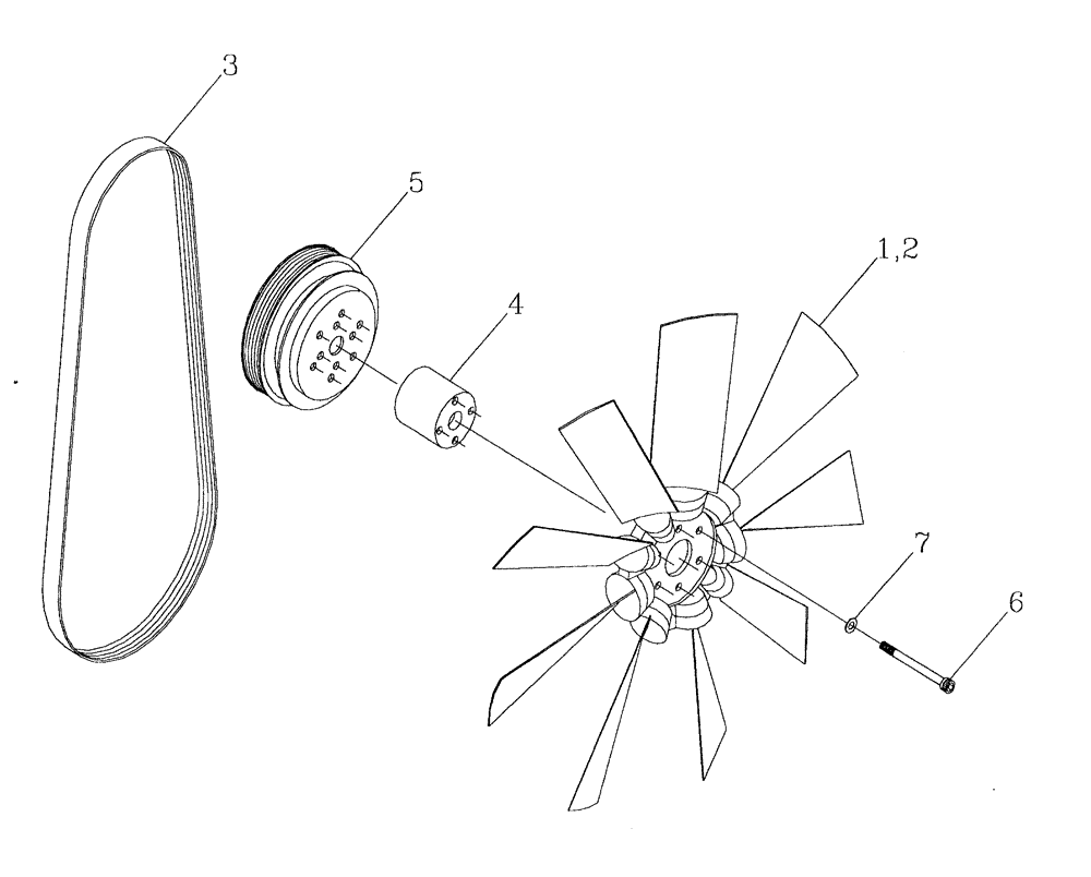 Схема запчастей Case IH 7700 - (C02[04]) - COOLING FAN AND DRIVE BELT {6CT} Engine & Engine Attachments