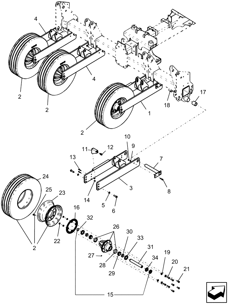 Схема запчастей Case IH 1250 - (44.100.02[01]) - WHEEL, CENTER - 16 ROW BSN Y9S007001 (44) - WHEELS