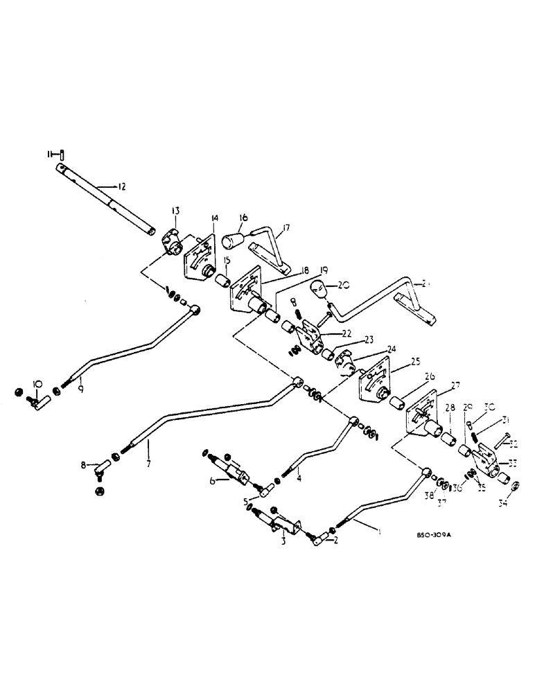 Схема запчастей Case IH 385 - (00F09) - TRANSMISSION CONTROLS - EXTERNAL, 385 485 SLOW AND FAST SPEED (04) - Drive Train