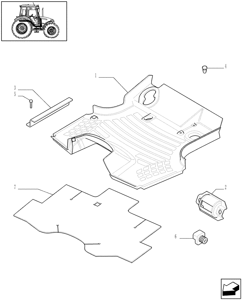 Схема запчастей Case IH JX90 - (1.92.87/01[02]) - MUDGUARDS AND FOOTBOARDS - W/CAB (10) - OPERATORS PLATFORM/CAB