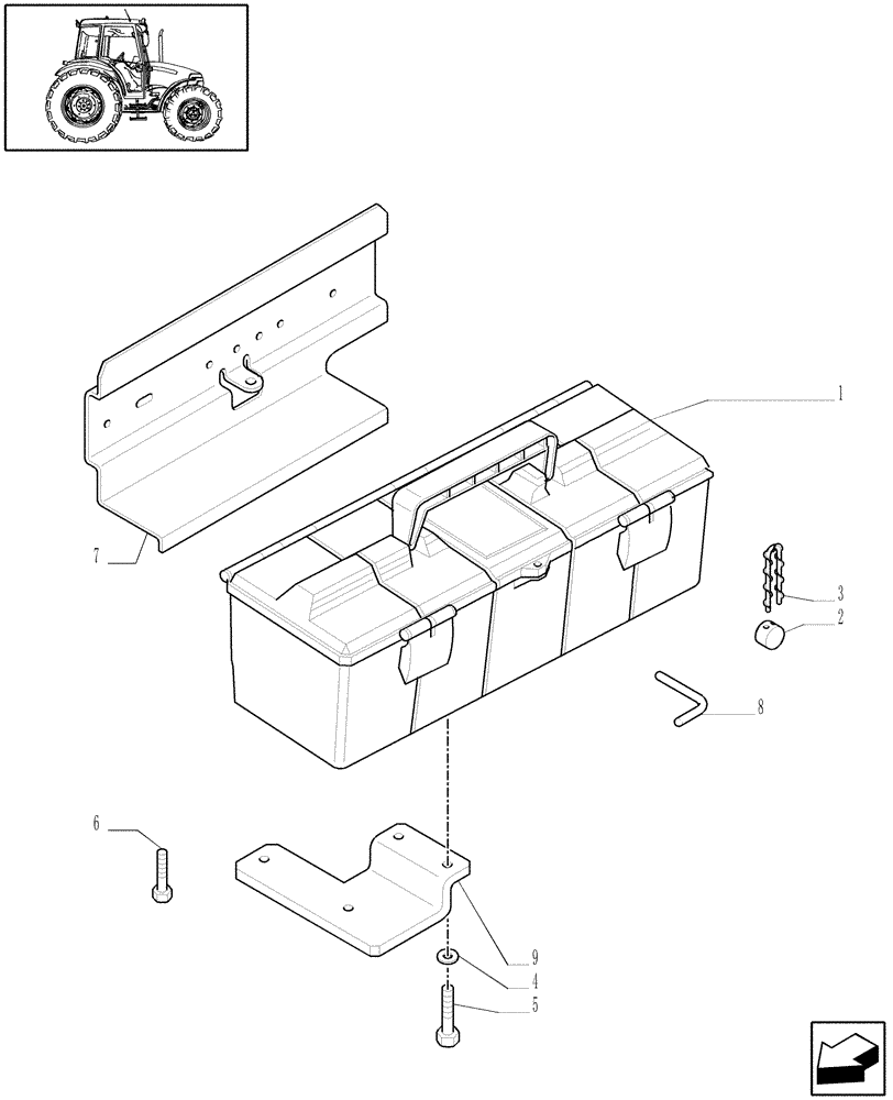 Схема запчастей Case IH JX90 - (1.90.5) - TOOL BOX (10) - OPERATORS PLATFORM/CAB