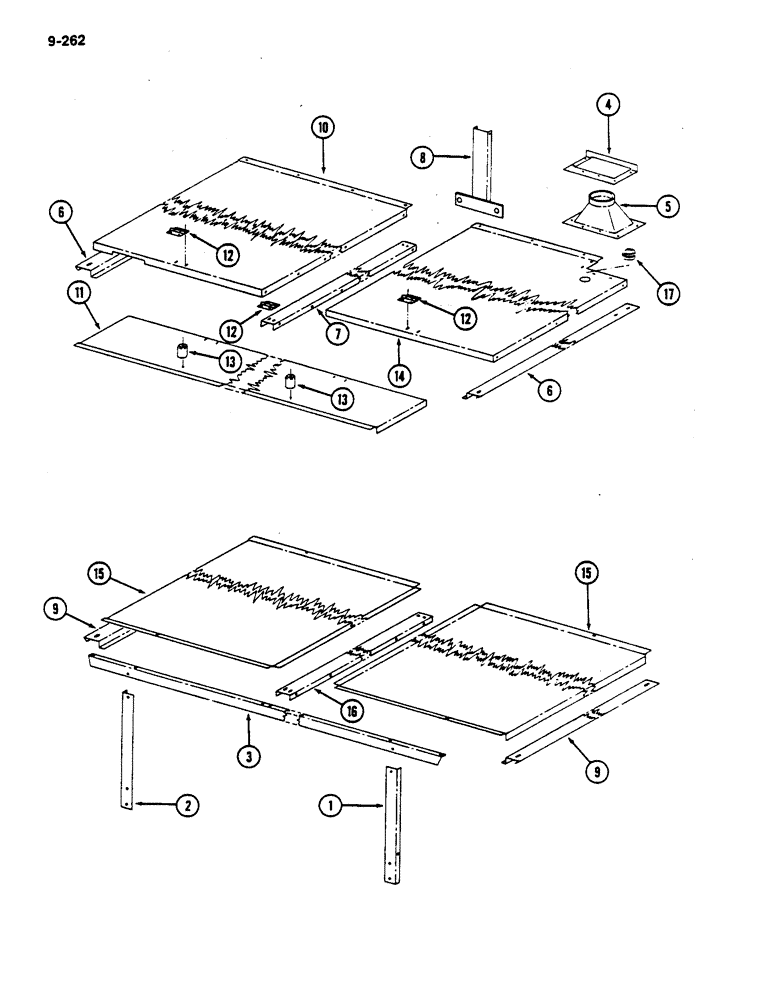 Схема запчастей Case IH 782 - (9-262) - RADIATOR AND ENGINE SHIELDS (09) - CHASSIS ATTACHMENTS