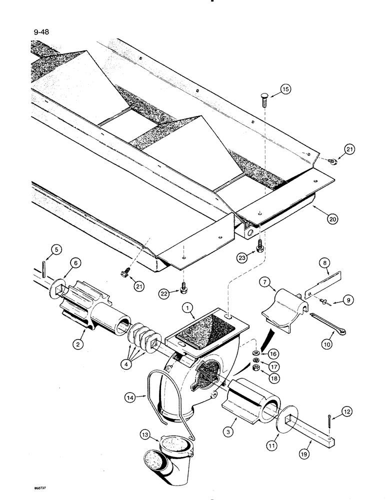 Схема запчастей Case IH 8500 - (9-048) - GRAIN FEED PARTS, UNITS WITH 12 INCH ROW SPACING, 45 FOOT WIDE DRILL (09) - CHASSIS/ATTACHMENTS