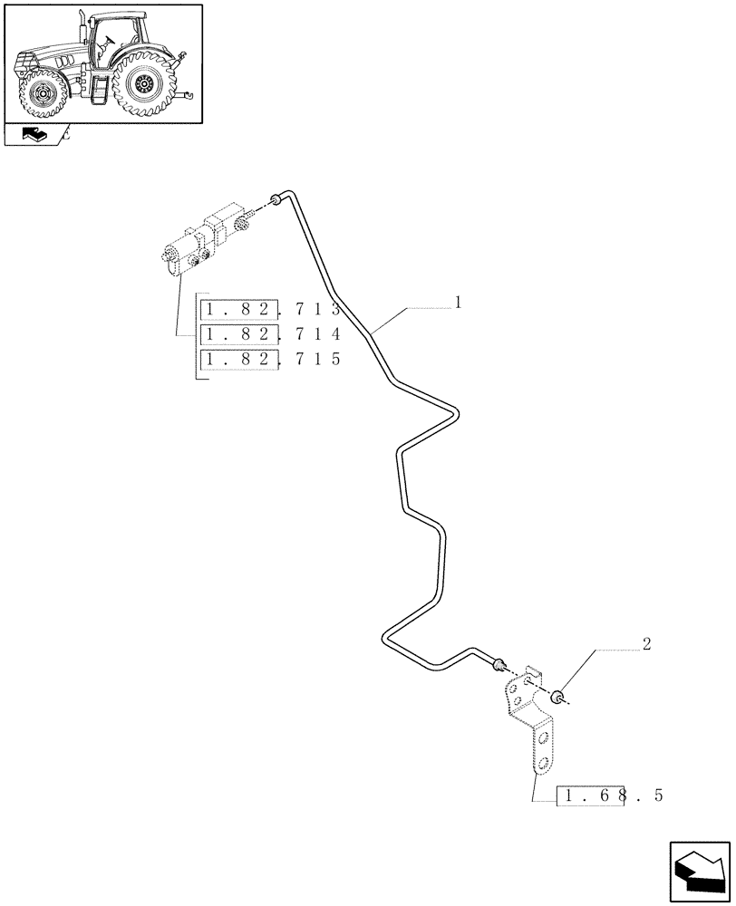 Схема запчастей Case IH MAXXUM 110 - (1.68.5/01) - FRONT AXLE WITH BRAKES - TUBE FROM TRAILER BRAKE VALVE TO FRONT BRAKE (VAR.330425-330426-330427-330430) (05) - REAR AXLE