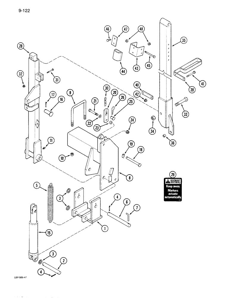 Схема запчастей Case IH 6300 - (9-122) - DISC MARKER, FOLDING, 1279633C1 (09) - CHASSIS/ATTACHMENTS