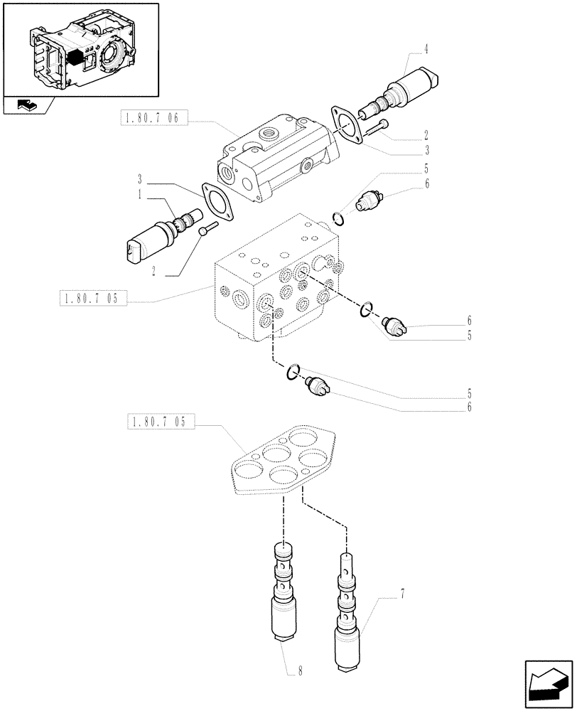 Схема запчастей Case IH MAXXUM 115 - (1.75.0[07]) - SENSOR, SWITCHES AND SOLENOID VALVES FOR PTO CLUTCH CONTROL VALVE (40EKM/H-50KM/H) (06) - ELECTRICAL SYSTEMS