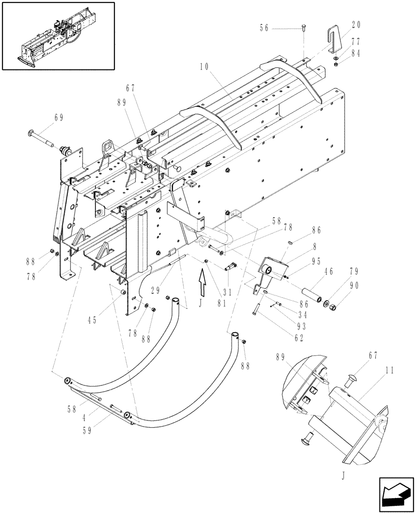 Схема запчастей Case IH SB531 - (62.140.03[1]) - BALE TENSION RAIL & NEEDLE YOKE GUARD, SB531 (62) - PRESSING - BALE FORMATION