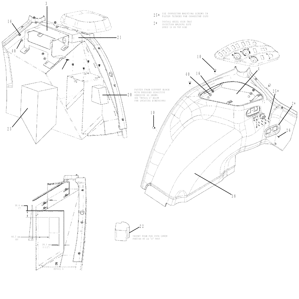 Схема запчастей Case IH SPX3320 - (01-004[03]) - CAB TRIM, W/O CD Cab Interior