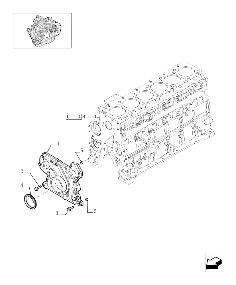 Схема запчастей Case IH F4GE9684C J600 - (0.04.3[02]) - CRANKCASE COVERS (4894734) 