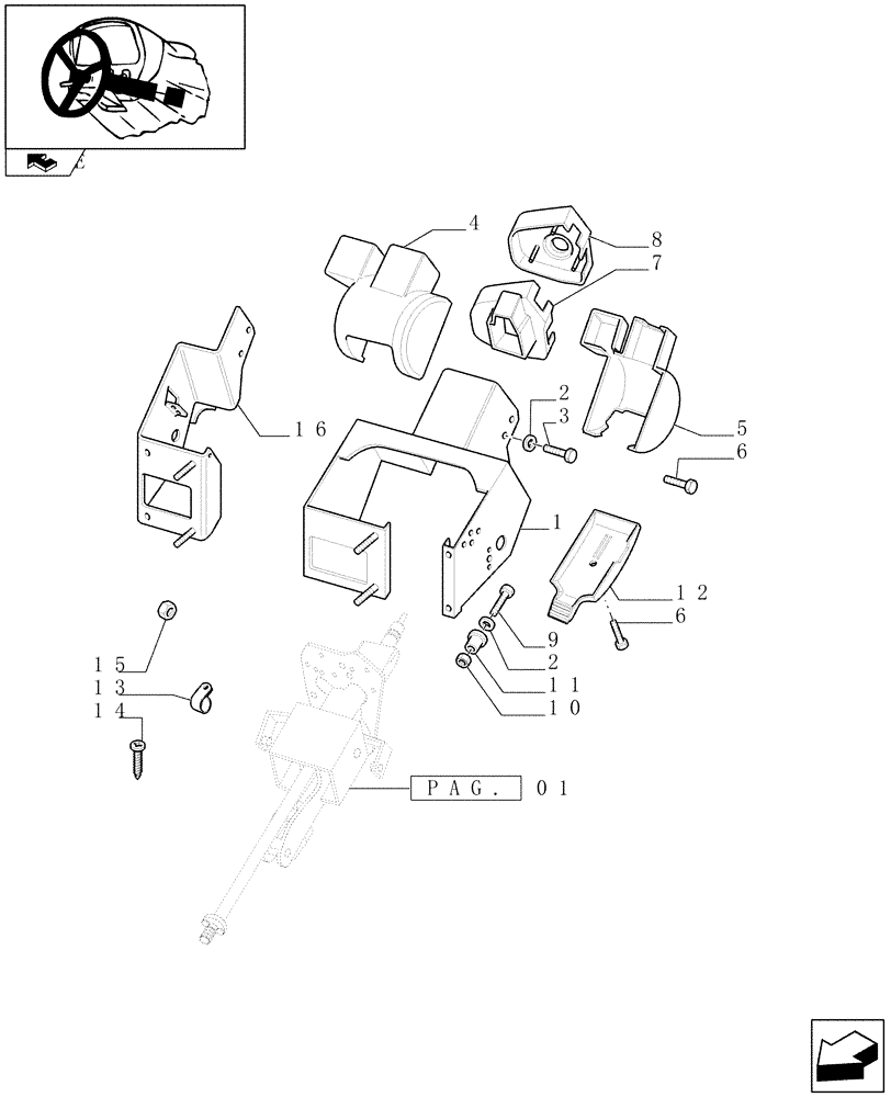 Схема запчастей Case IH PUMA 155 - (1.95.5[02]) - COVERING SUPPORT - STEERING COLUMN (10) - OPERATORS PLATFORM/CAB