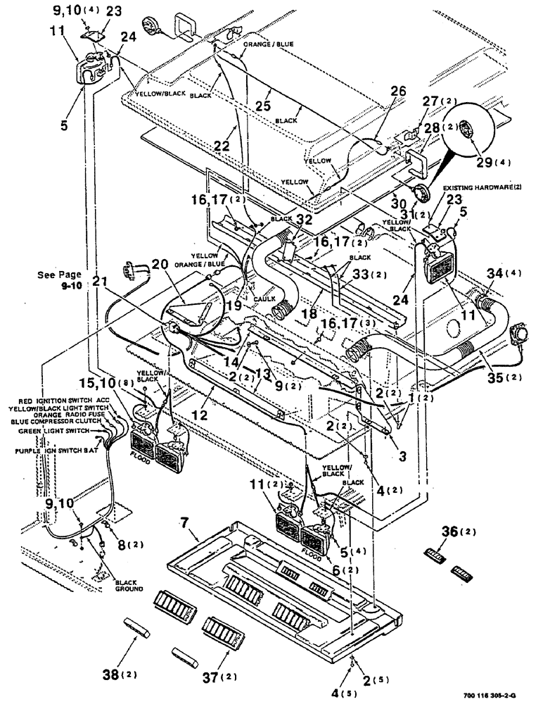 Схема запчастей Case IH 8825HP - (04-12) - CAB BLOWER, LIGHTS AND WIRING ASSEMBLY (04) - ELECTRICAL SYSTEMS